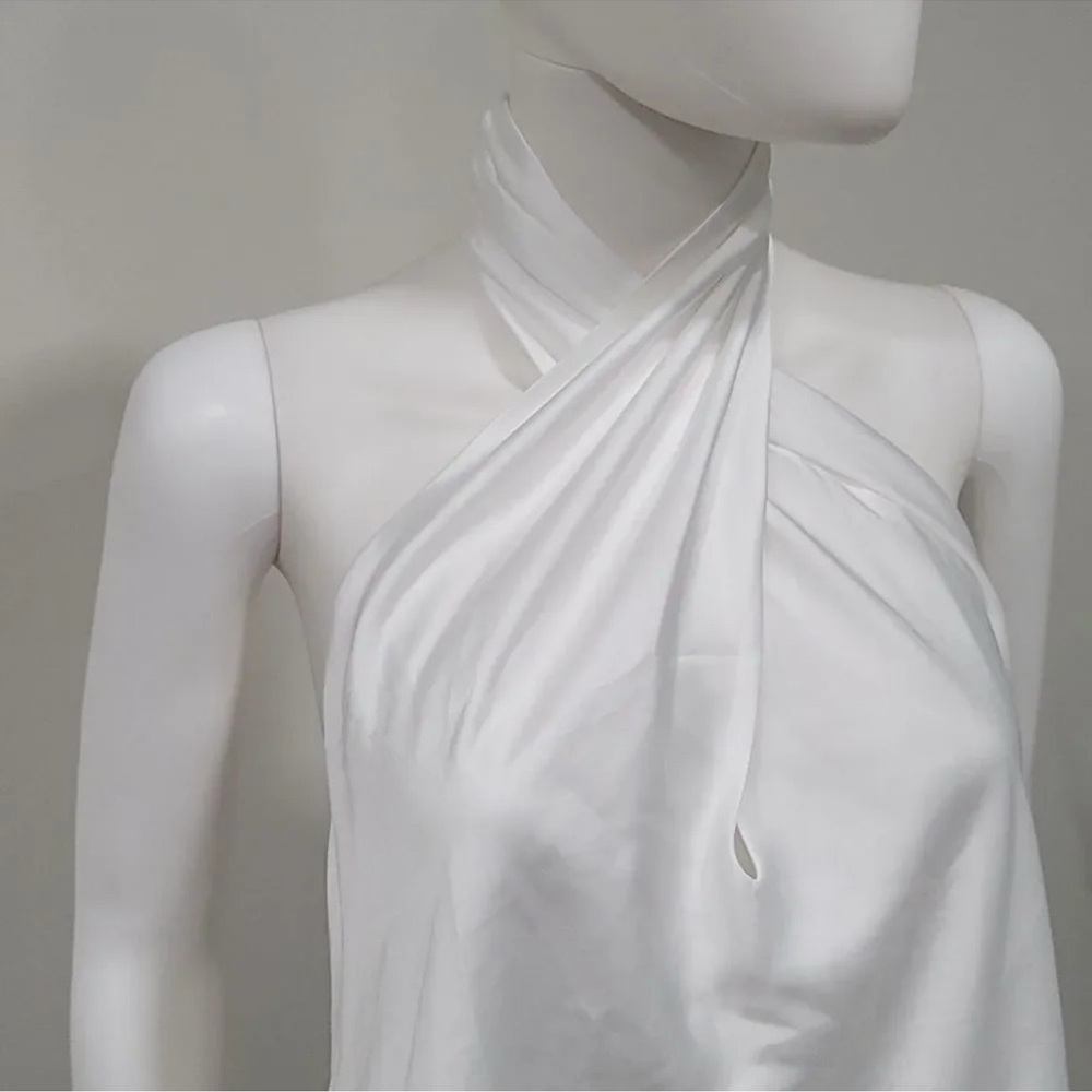 SHOW ME YOUR MUMU Jasmine Halter Mini Dress In Ivory Luxe Satin - Picture 10 of 11